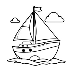 Cute Yatch for toddlers coloring books