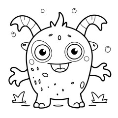 Funny monster doodle for kids colouring page