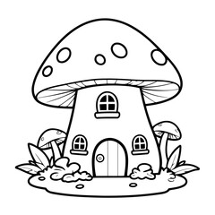 Joyful Mushroom House drawing for children page