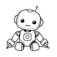 Joyful Robot doodle illustration for kids books