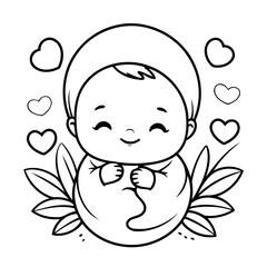 Simple Baby drawing for toddlers coloring page