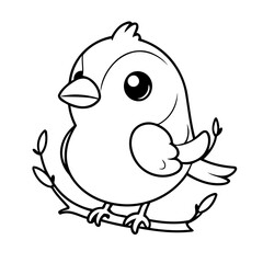 Simple Bird drawing coloring book cover design