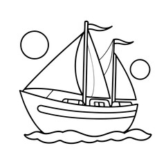 Joyful Yatch illustration for coloring books