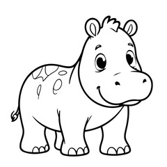 Simple Hippo doodle illustration for kids books