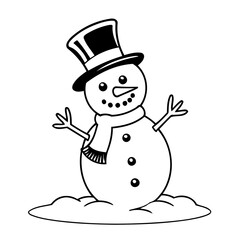 Simple Snowman drawing illustration for coloring page