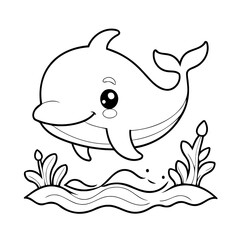Simple Whale for kids coloring books