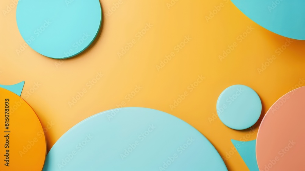 Aufkleber the image features a vibrant composition with an orange backdrop & overlapping geometric shapes in b