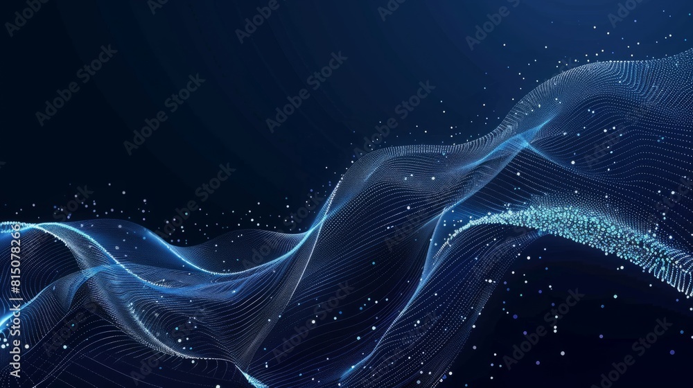 Poster abstract wave shape on a low-polygonal triangular background for design on the topic of cyberspace, 