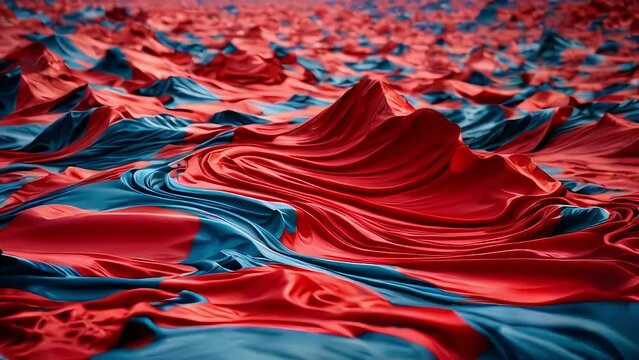 Red and blue liquid pool floating randomly texture. Waves of random liquids moving. Abstract Background silk style. Seamless pattern flowing