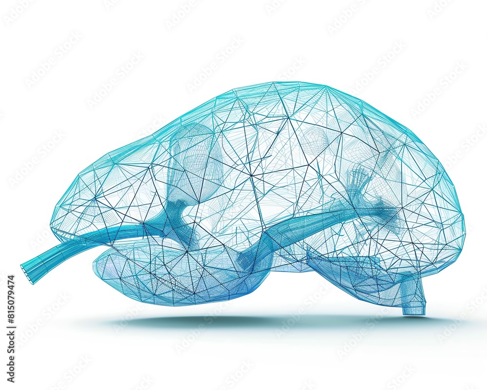 Poster a 3d illustration of a human brain. the brain is made up of a network of interconnected neurons that