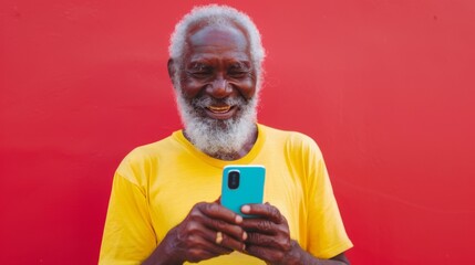 Fototapeta premium Senior Man Enjoying Smartphone