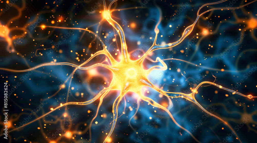 Poster a macro image of neurons brain cells against a dark background