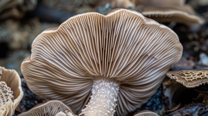 Enchanting Close-up View of a Mushroom's Gills in Natural Habitat