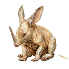 Fototapeta premium An illustration showing a small armadillo on a plain background, a aardvark isolated on transparent background