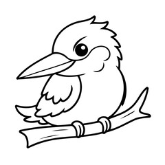 Cute vector illustration Kingfisher drawing for toddlers coloring activity