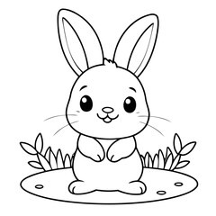 Simple vector illustration of rabbit for toddlers colouring page