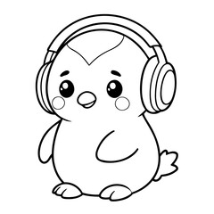 Simple vector illustration of Penguin for kids coloring page