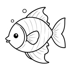 Vector illustration of a cute Fish drawing for kids page