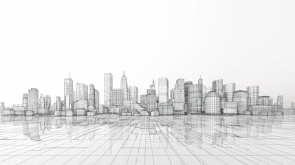 Fototapeta premium urban wireframe cityscape cityscape illustration background modern, design perspective, sketch landscape urban wireframe cityscape cityscape hyper realistic 
