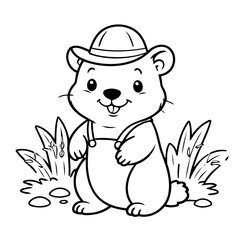 Cute vector illustration Beaver for toddlers colouring page