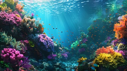 Vibrant underwater panorama of a tropical reef, AI Generative hyper realistic 