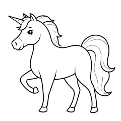 Vector illustration of a cute horse drawing for children page