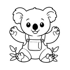 Simple vector illustration of Koala drawing for kids page