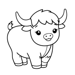 Simple vector illustration of Yak for toddlers colouring page