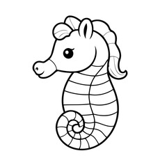 Cute vector illustration seahorse doodle for kids colouring page