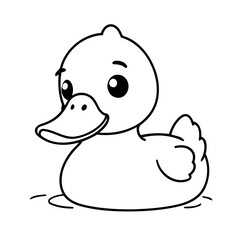 Cute vector illustration Duck drawing for kids page
