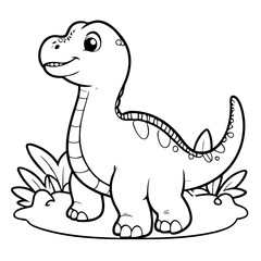 Cute vector illustration Dino for kids colouring worksheet