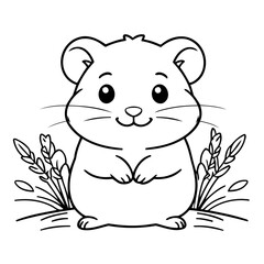 Cute vector illustration Hamster drawing for toddlers colouring page