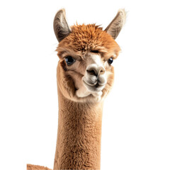 Obraz premium A close-up view of an alpaca standing on a Png background, a alpaca isolated on transparent background