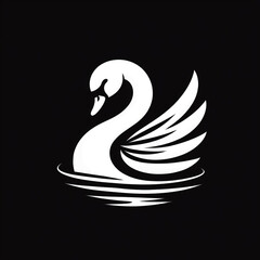 Fototapeta premium Logo of swan silhouette illustration isolated on black background