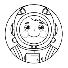 Cute vector illustration Astronaut drawing for toddlers colouring page