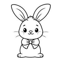 Vector illustration of a cute Bunny drawing colouring activity