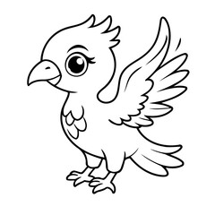 Cute vector illustration phoenix drawing for colouring page