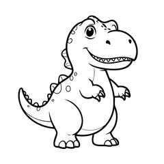 Cute vector illustration TRex drawing for kids colouring activity