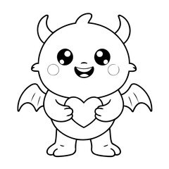 Cute vector illustration Monster drawing for colouring page