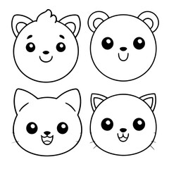 Cute vector illustration Animal doodle for toddlers coloring activity