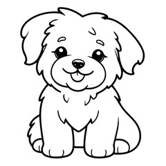 Simple vector illustration of Havanese drawing for toddlers colouring page