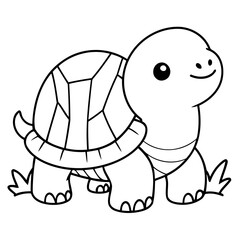 Simple vector illustration of Turtle for children colouring activity
