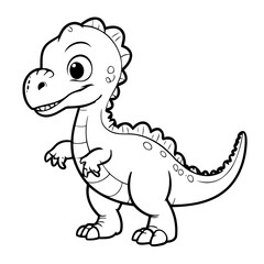 Vector illustration of a cute Dino doodle drawing for kids page