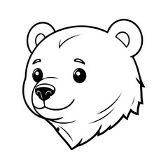 Simple vector illustration of Bear drawing for toddlers colouring page