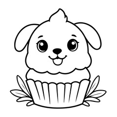 Vector illustration of a cute Puppy drawing for kids colouring page