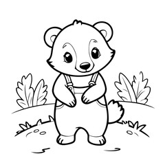 Cute vector illustration Badger doodle for toddlers colouring page