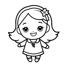 Vector illustration of a cute Girl drawing for kids page