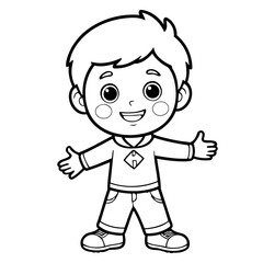 Vector illustration of a cute Boy drawing for kids colouring activity