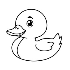 Vector illustration of a cute Duck drawing for kids colouring activity
