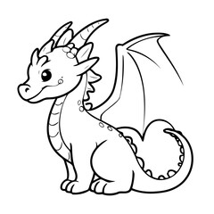 Cute vector illustration Dragon for kids colouring page